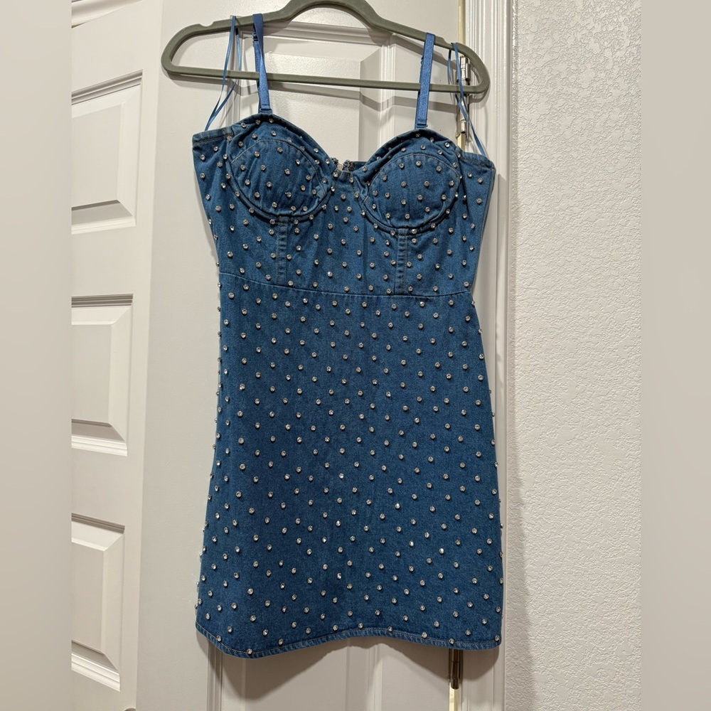 Blue Studded Denim Dress